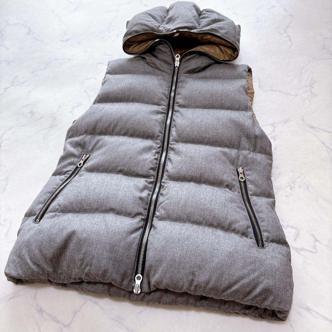 【美品】デュベティカ FEBEDUEウール ダウン ベスト 40 大きめ グレー
