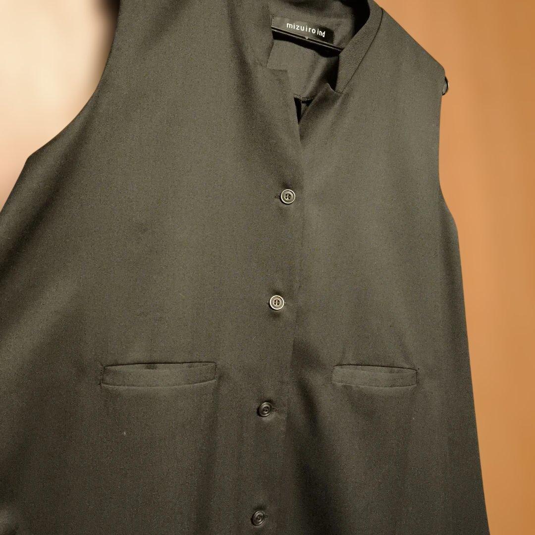 mizuiro ind 黒ロングジレ　ワンピース ベスト