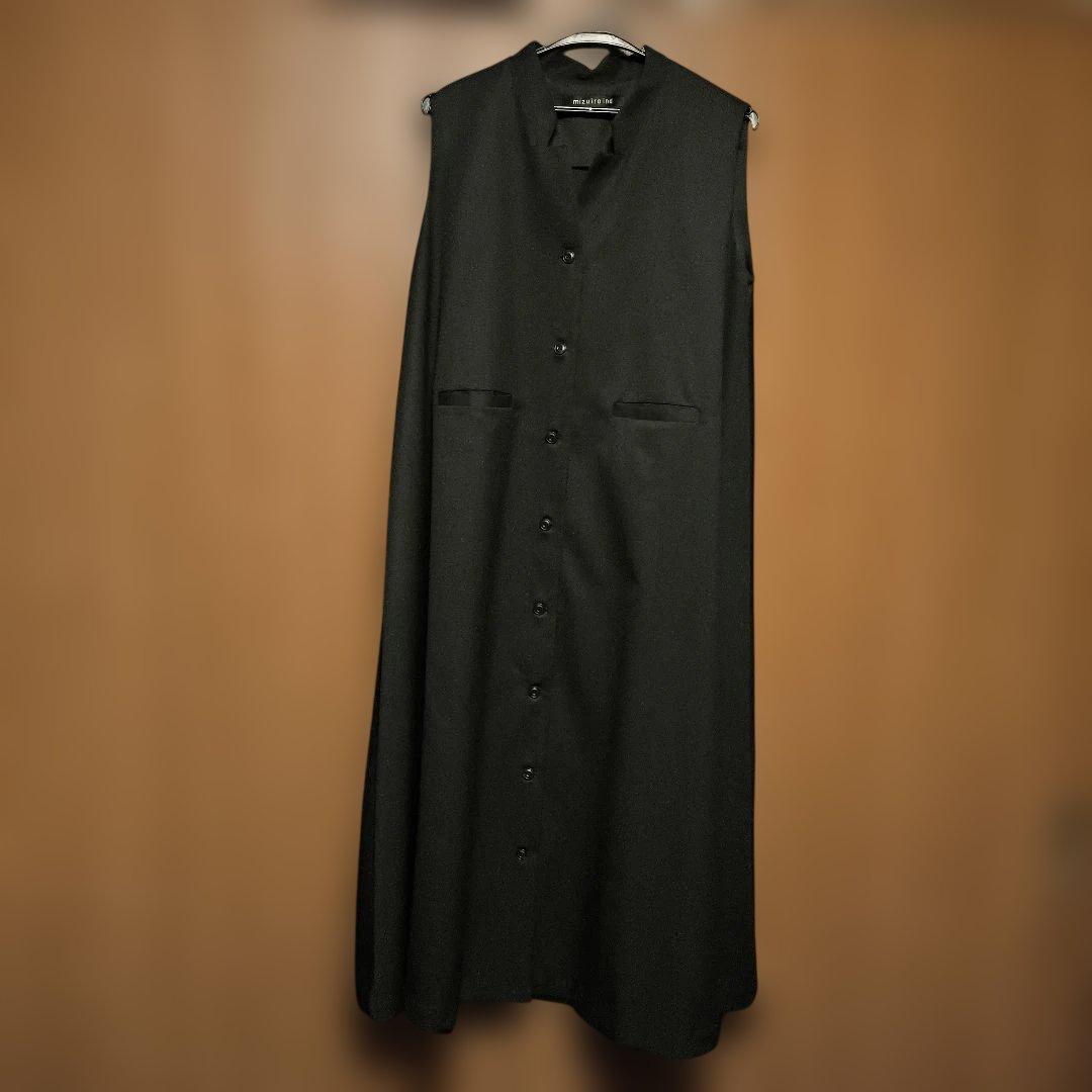 mizuiro ind 黒ロングジレ　ワンピース ベスト