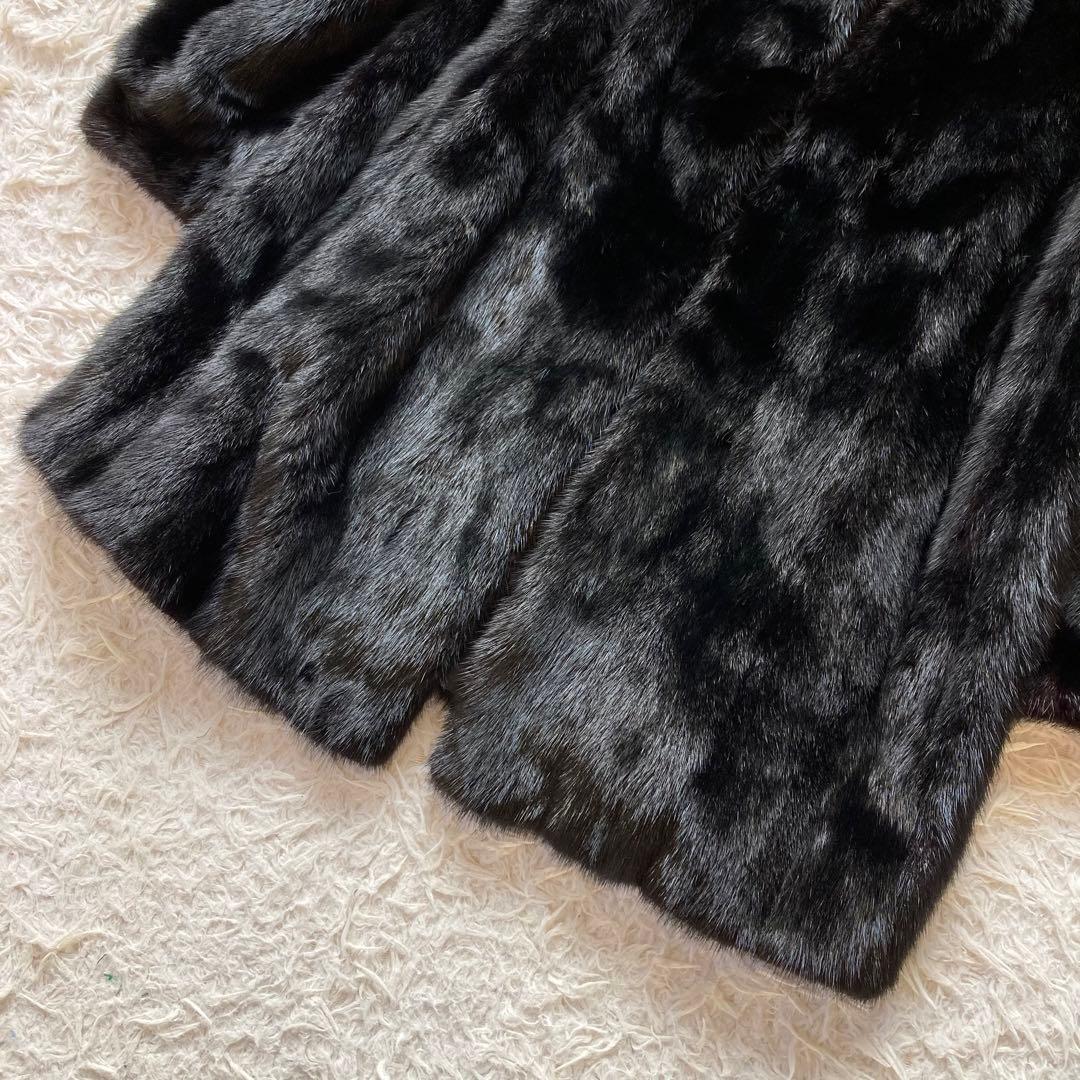 最高級 SAFURON サフロン ミンクコート 毛皮コート 黒　F リアルファー