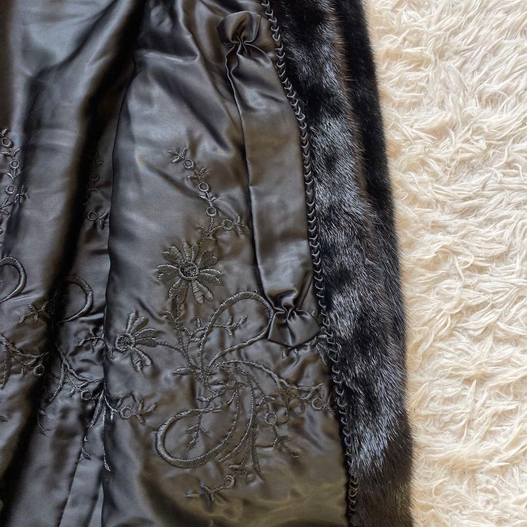 最高級 SAFURON サフロン ミンクコート 毛皮コート 黒　F リアルファー