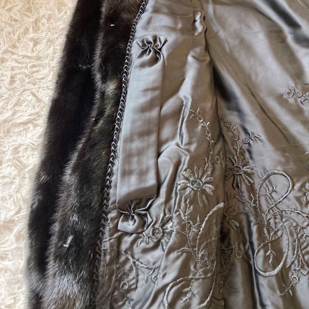 最高級 SAFURON サフロン ミンクコート 毛皮コート 黒　F リアルファー