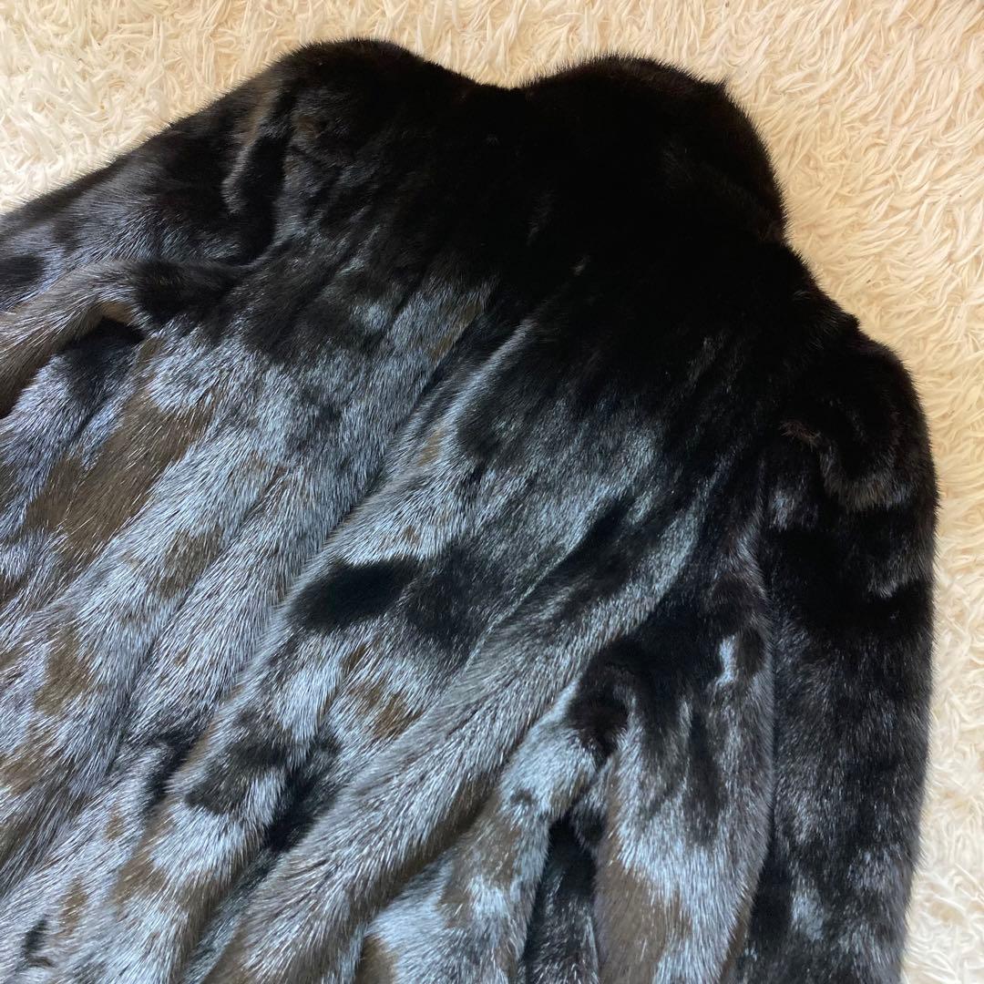 最高級 SAFURON サフロン ミンクコート 毛皮コート 黒　F リアルファー