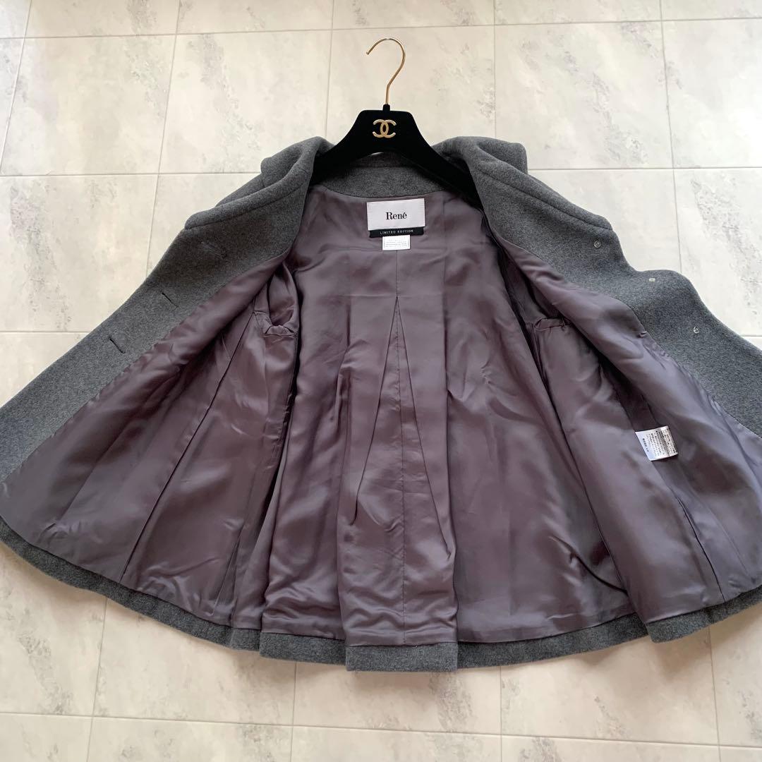近年♡美品♡ルネ アンゴラ混 ポンチョ ショートコート グレー 34