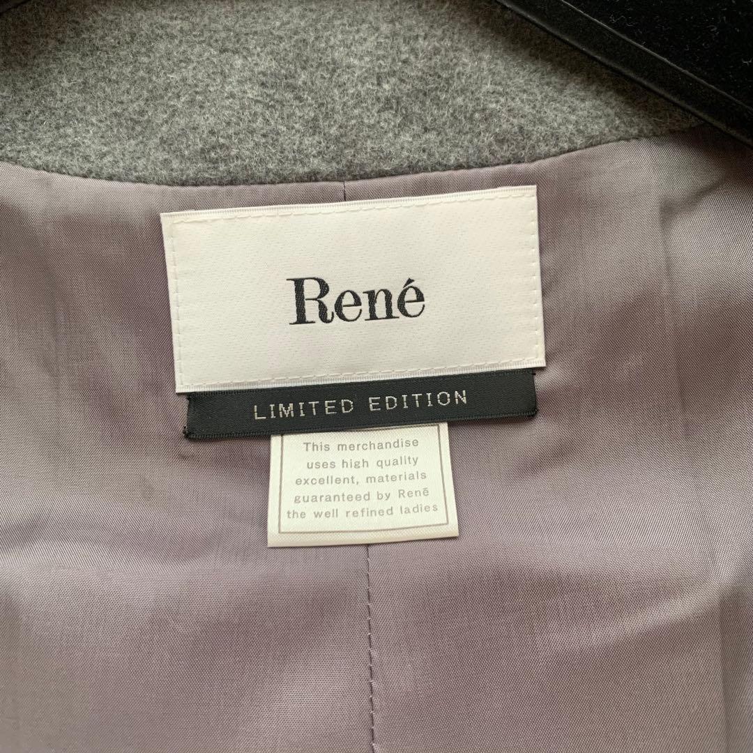 近年♡美品♡ルネ アンゴラ混 ポンチョ ショートコート グレー 34