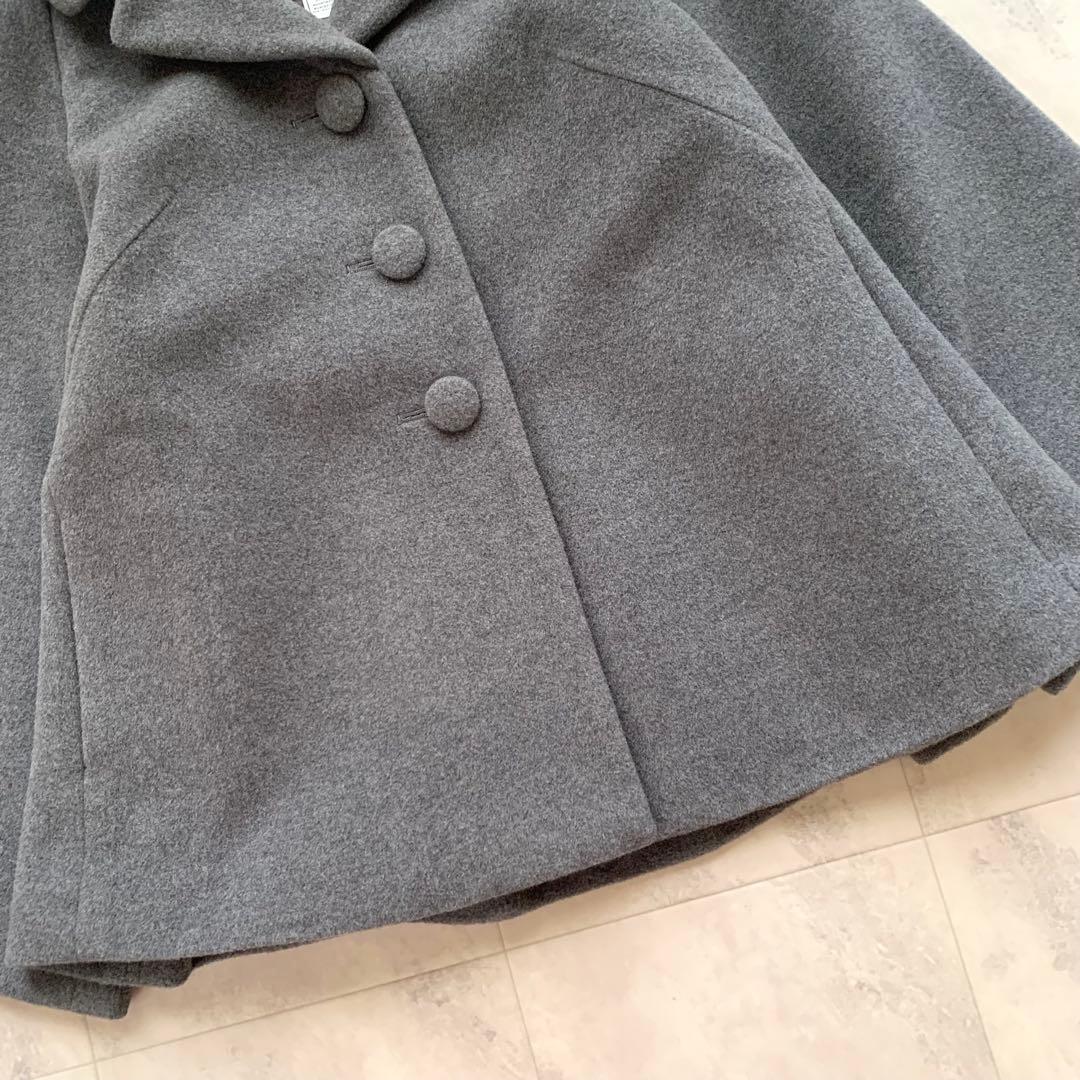 近年♡美品♡ルネ アンゴラ混 ポンチョ ショートコート グレー 34