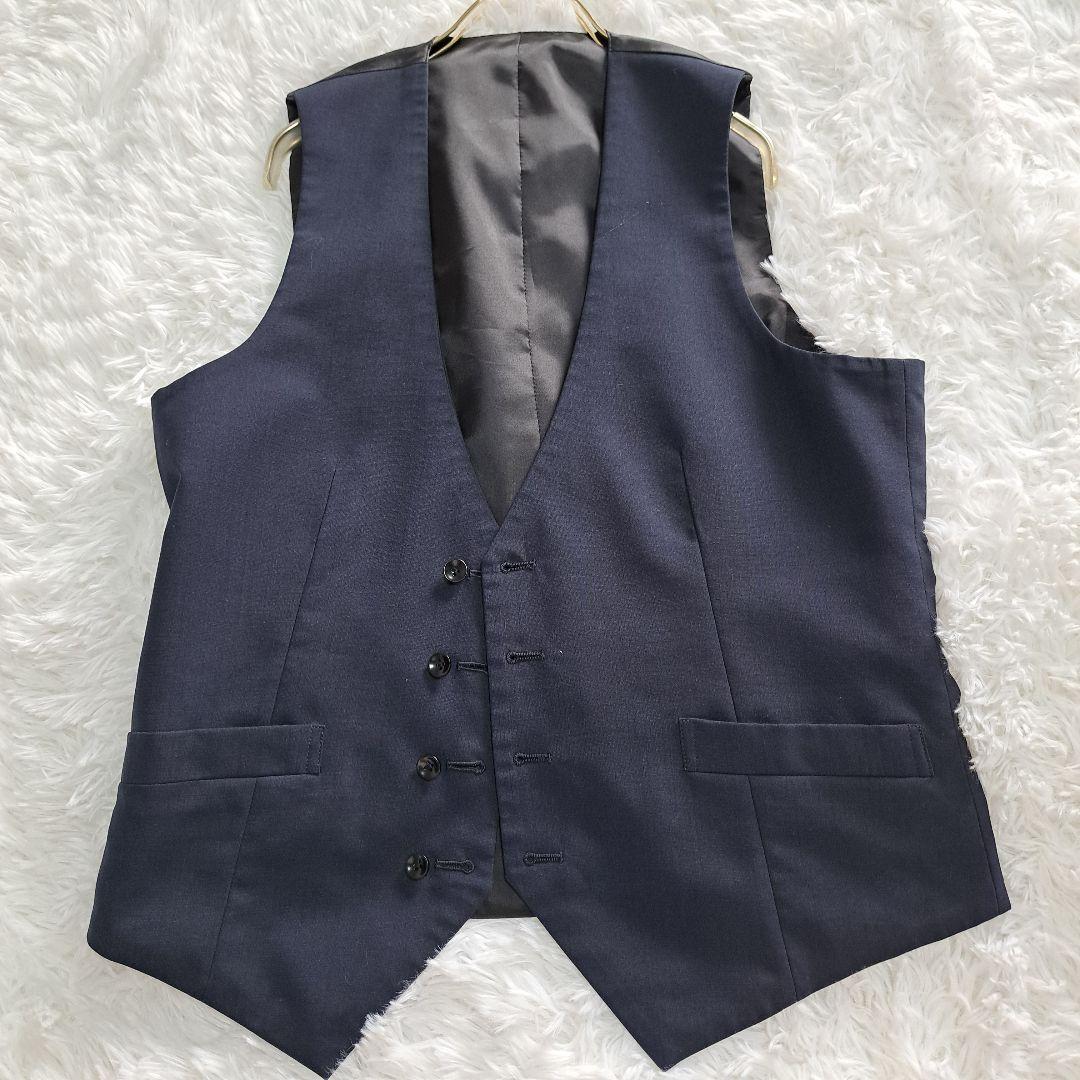 スーツセレクト【美品】 3ピーススーツ A6 リバーシブルベスト 黒系 ウール混