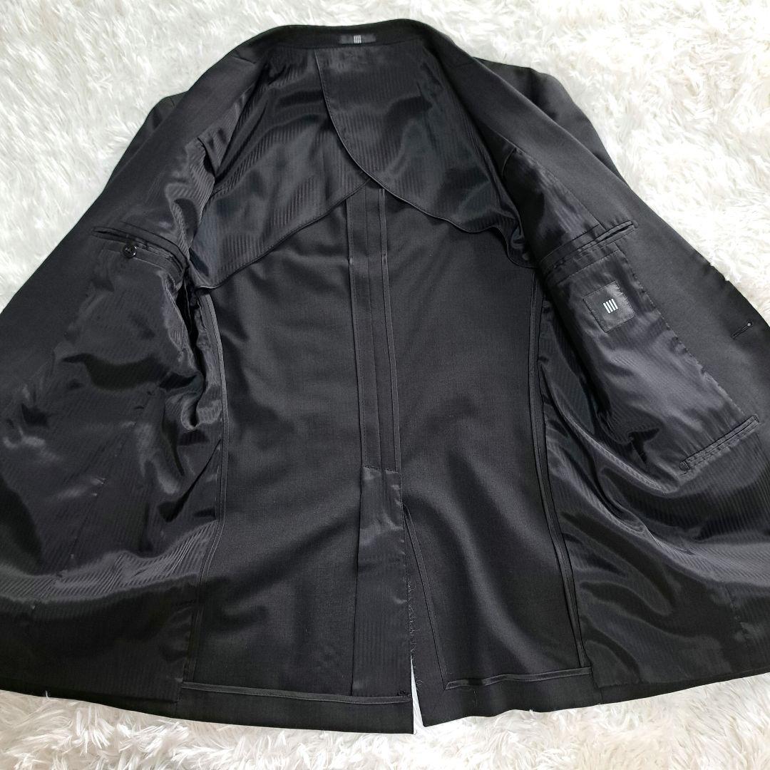 スーツセレクト【美品】 3ピーススーツ A6 リバーシブルベスト 黒系 ウール混