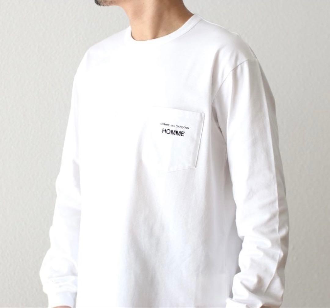 新品 コムデギャルソンオム　ロンT 白 サイズL