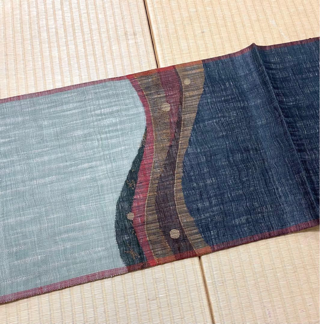 未使用 渡文 リバーシブル すくい織 袋帯