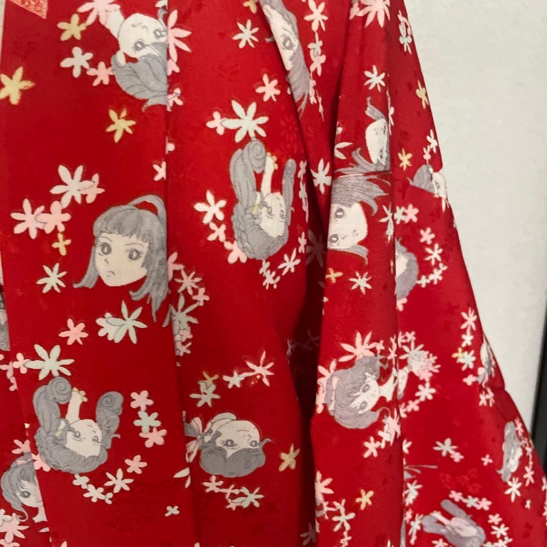昭和レトロ　着物　昭和レトロ少女漫画　当時物　レア　レトロ生地　ファンシー