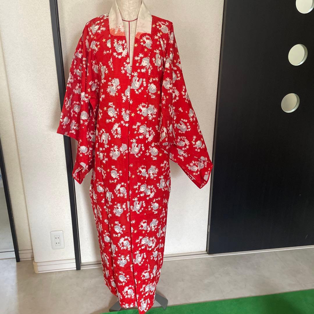 昭和レトロ　着物　昭和レトロ少女漫画　当時物　レア　レトロ生地　ファンシー