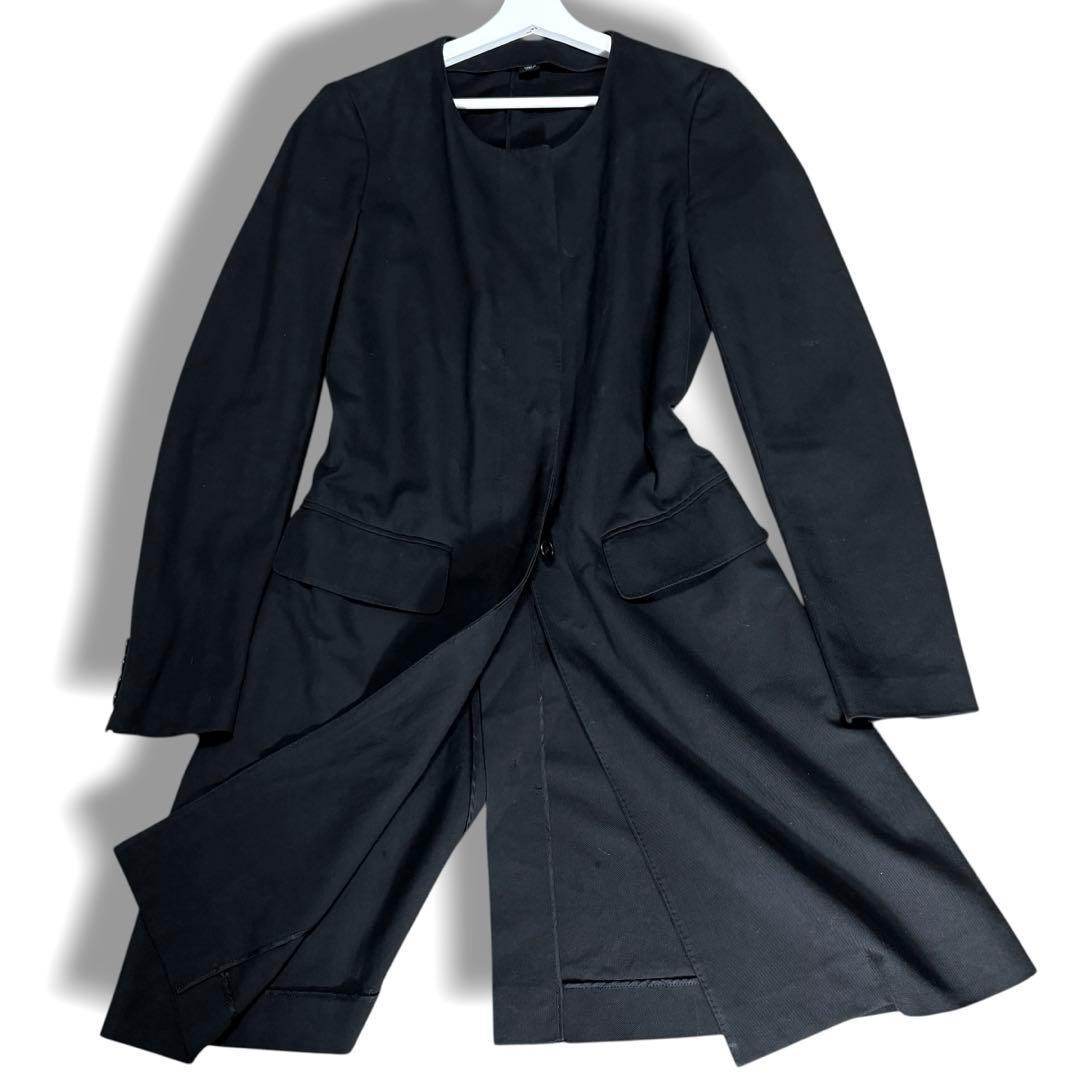 90s/ヘルムートラング本人期/ノーカラー/フラップコート/黒/44