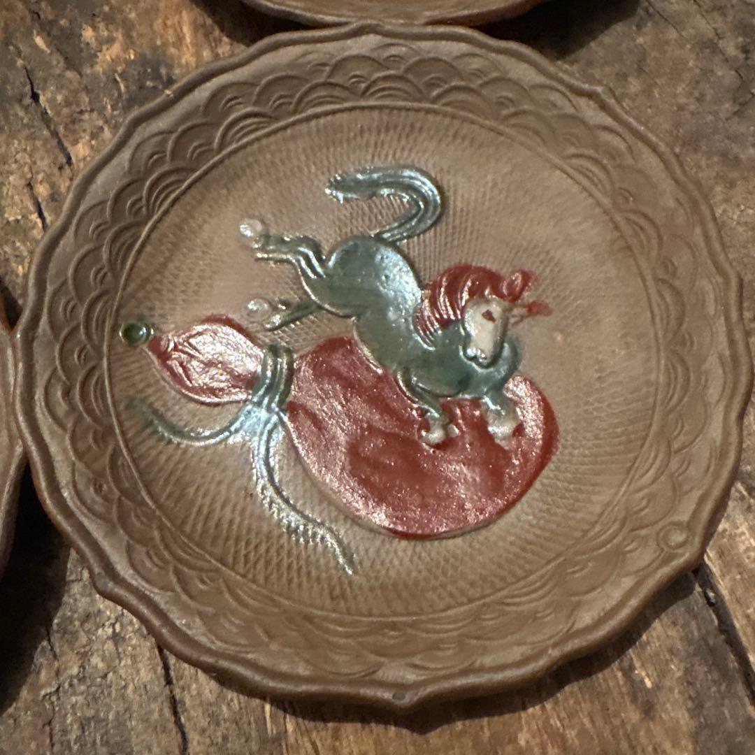 古備前　煎餅皿❷ ❸瓢箪から駒　10枚　午年　縁起物　開運