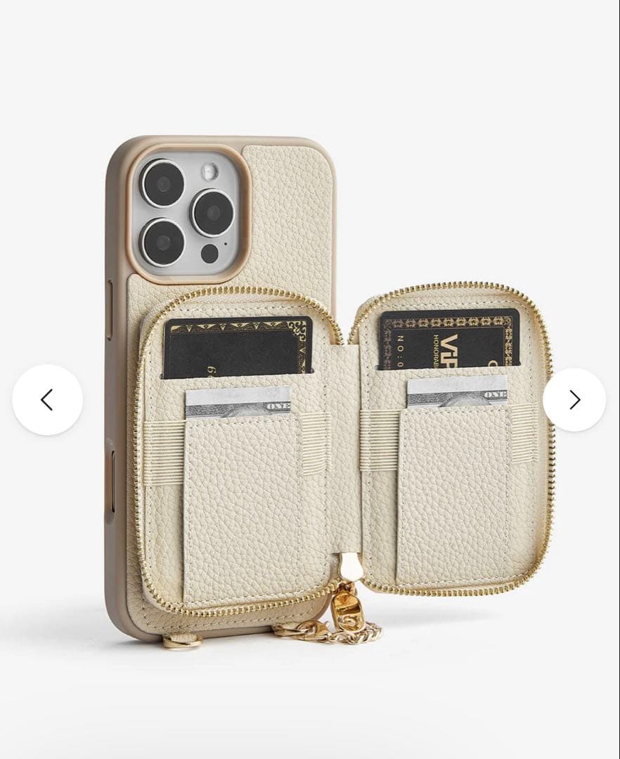 CUSTY ベージュ iPhoneケース ストラップ付き