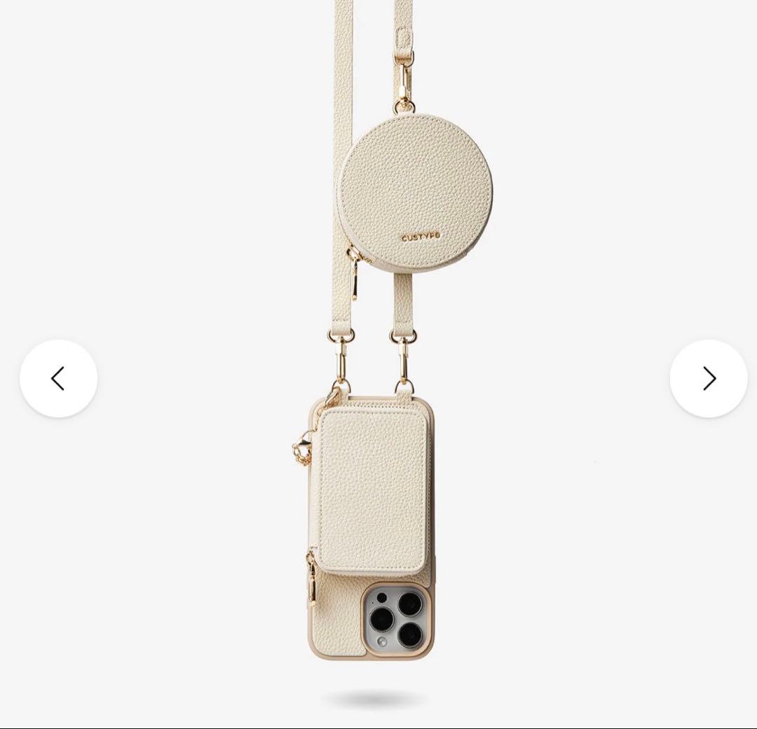 CUSTY ベージュ iPhoneケース ストラップ付き