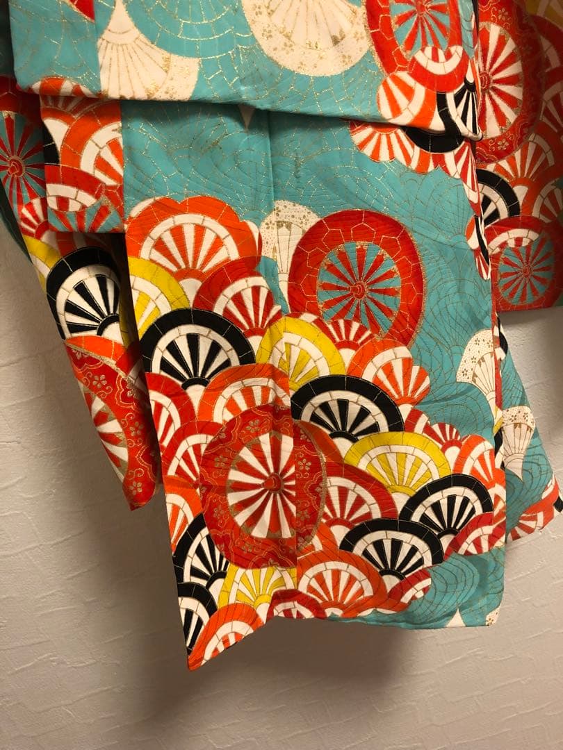 着物　七五三　レトロ　水色　女の子　アンティーク　7歳　5歳