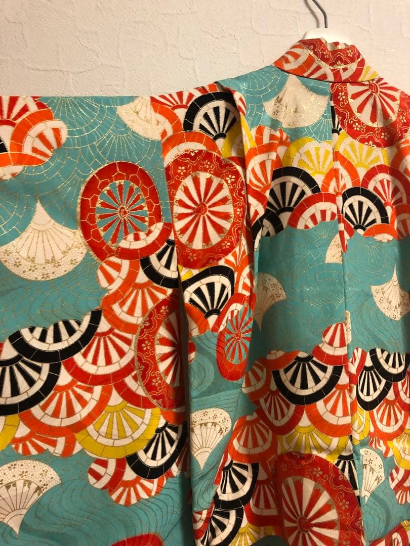 着物　七五三　レトロ　水色　女の子　アンティーク　7歳　5歳