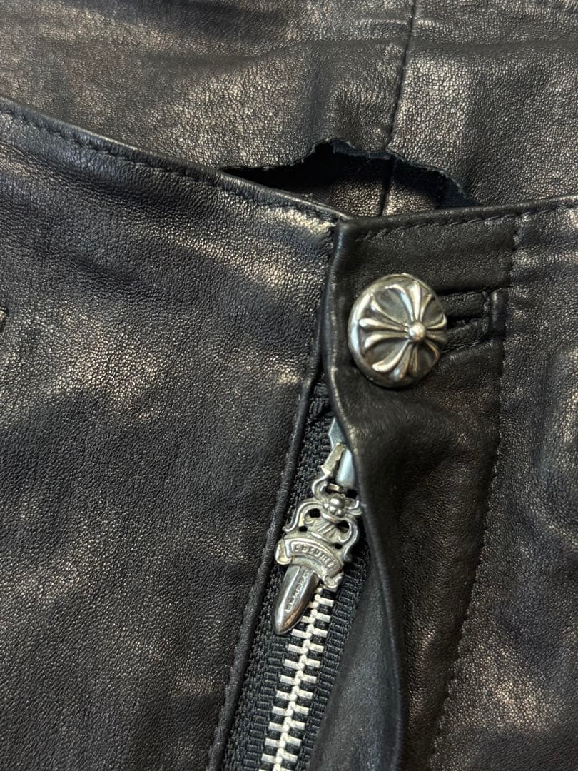 Chrome hearts クロムハーツ レザー フレアニー パンツ