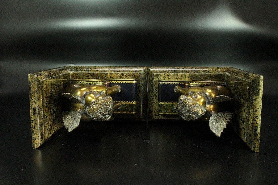 西洋アンティーク 天使 ブックエンド 2冊本形箱付 旧家蔵出