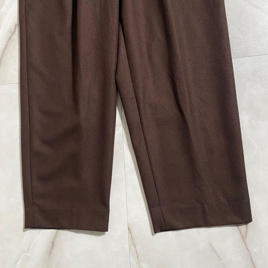 A18488 マーカウェア ウールフランネル タックワイドパンツ ブラウン 1