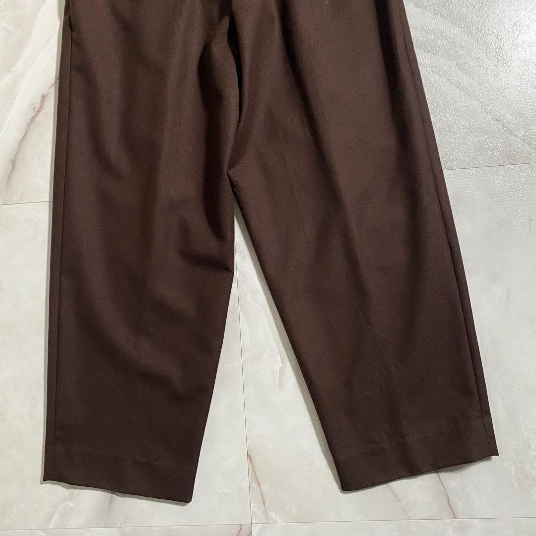 A18488 マーカウェア ウールフランネル タックワイドパンツ ブラウン 1