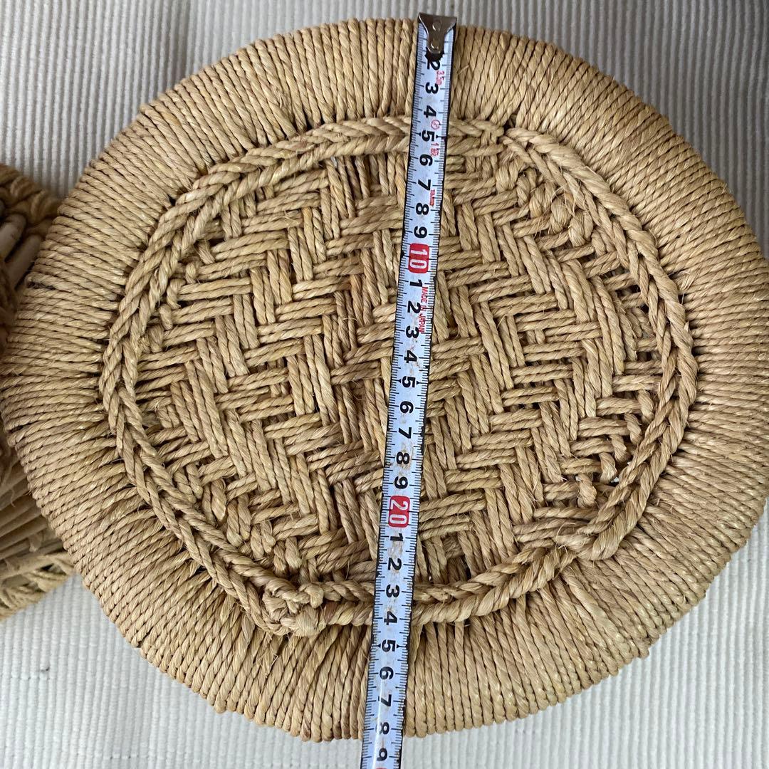 民藝　ラタン　スツール　竹　イス　インド　編み込み　2個セット