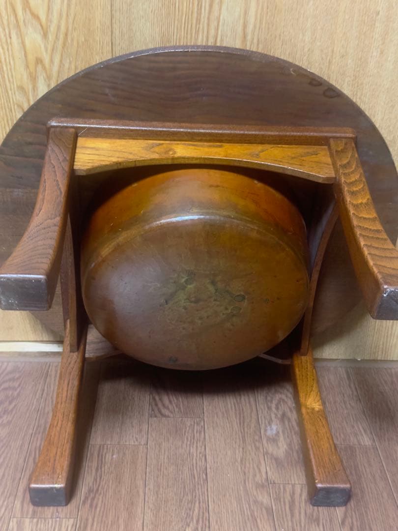 骨董火鉢囲炉裏テーブル　セット　レトロ ちゃぶ台 鉄五徳木灰付き