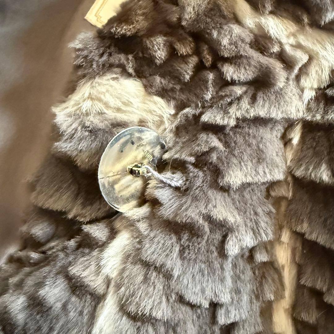 希少デザイン/着丈86 エンバ リスシェアード ファーコート フレア 毛皮 軽量