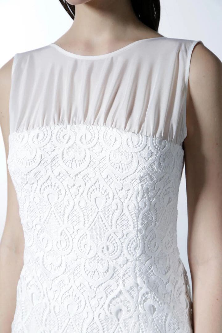 Alunc シアープリーツコンビレースドレス 38