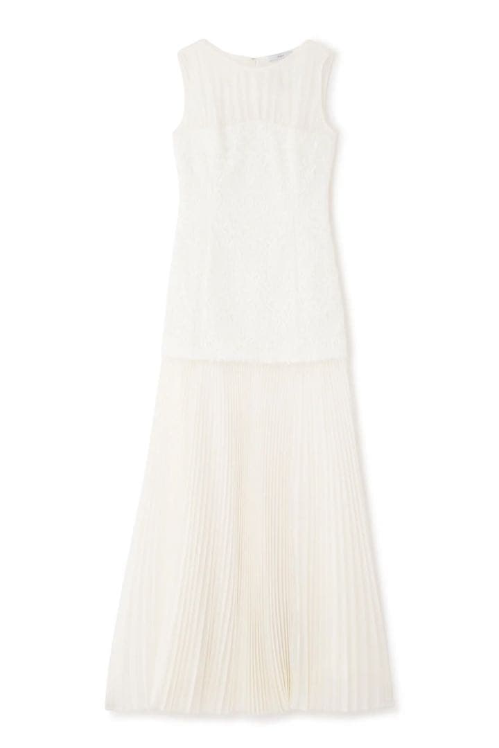 Alunc シアープリーツコンビレースドレス 38