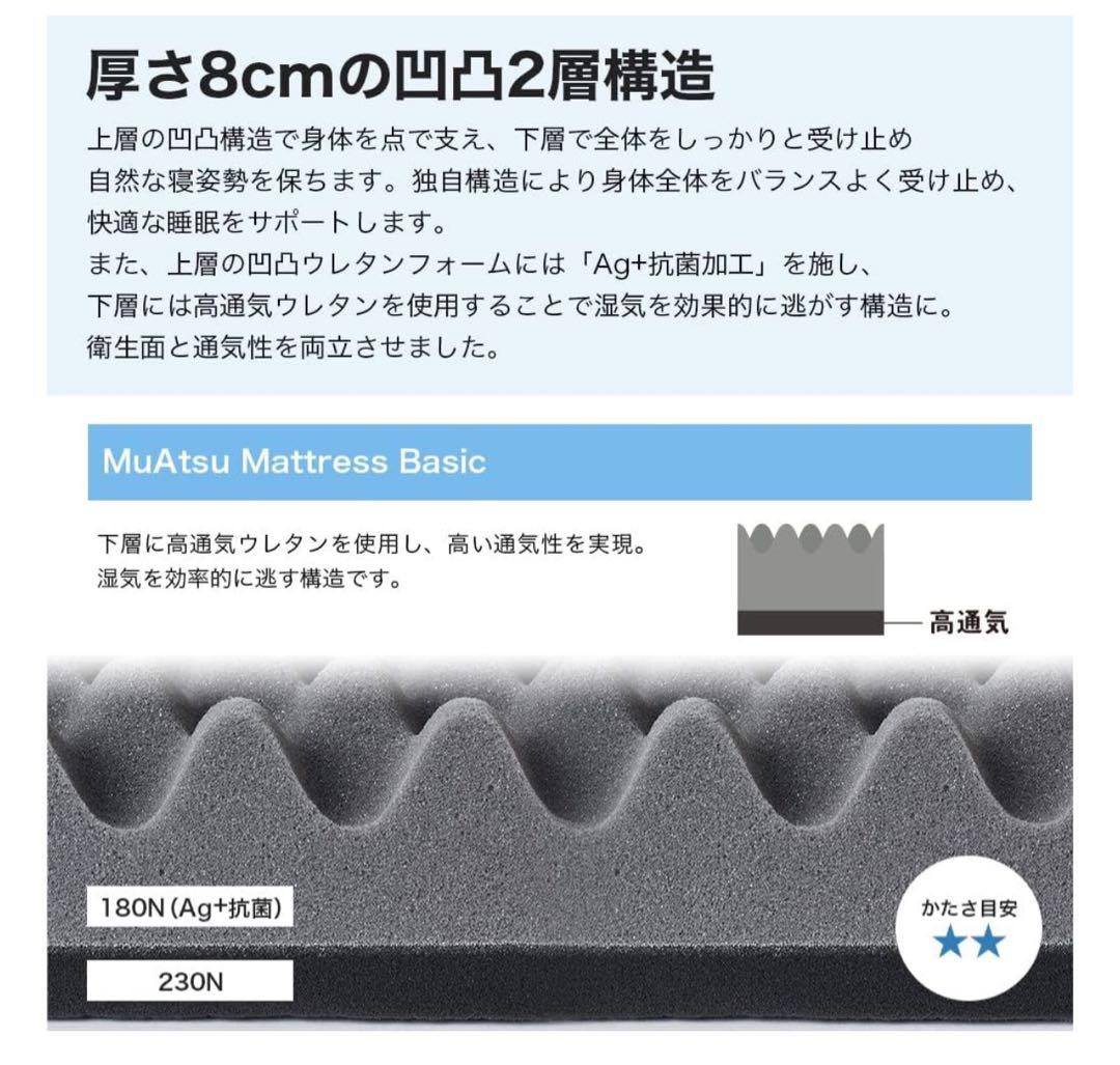ムアツ マットレス ベーシック セミダブル MuAtsu Mattress送料込