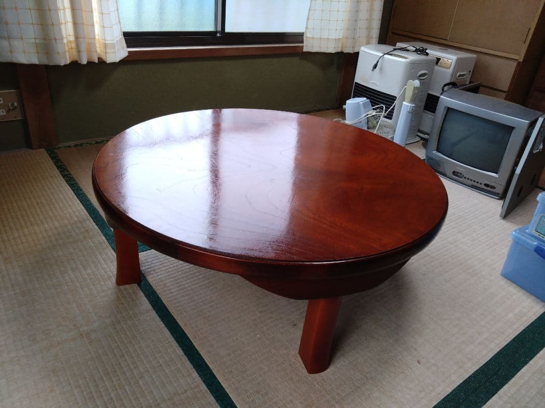 ちゃぶ台 木製円形座卓 光沢仕上げ