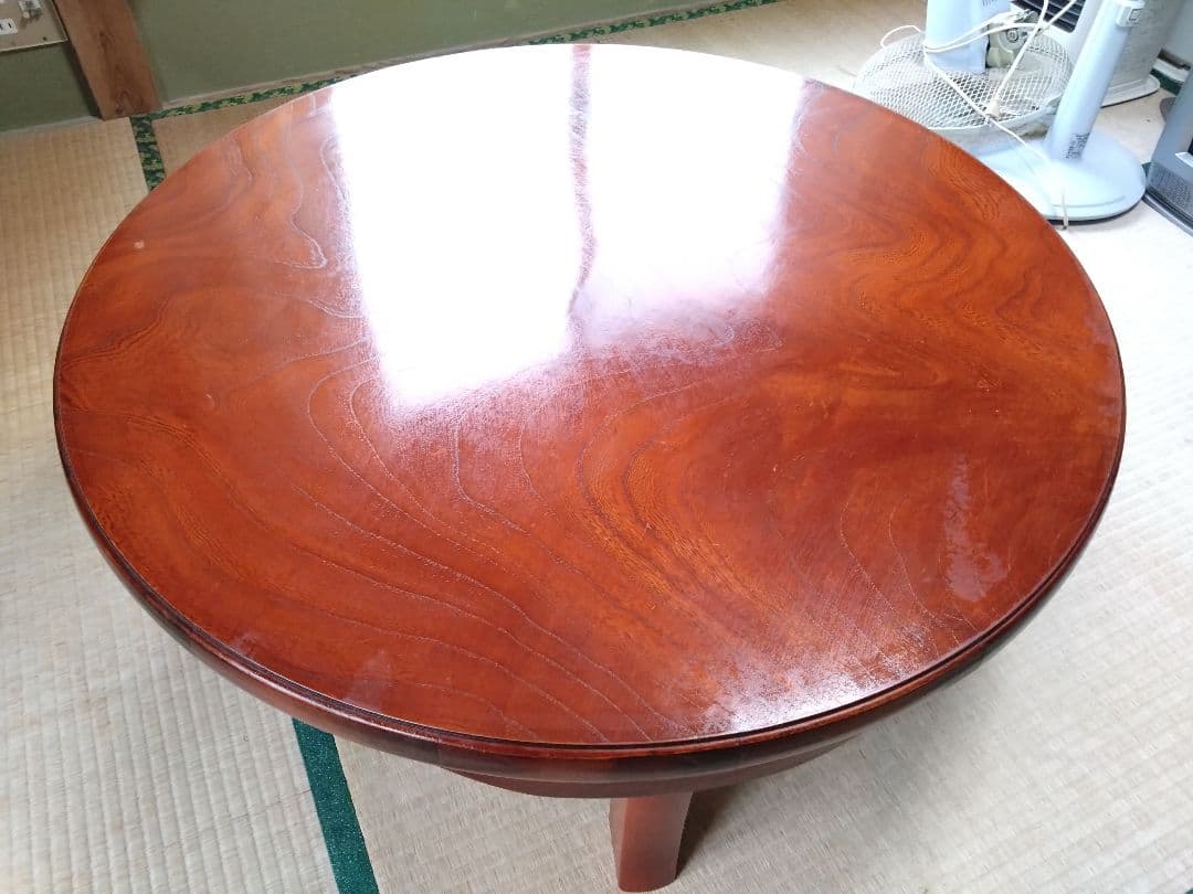 ちゃぶ台 木製円形座卓 光沢仕上げ