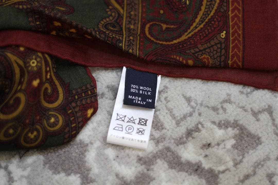 【美品/イタリア製】Drake's ウール シルク 大判 スカーフ ペイズリー