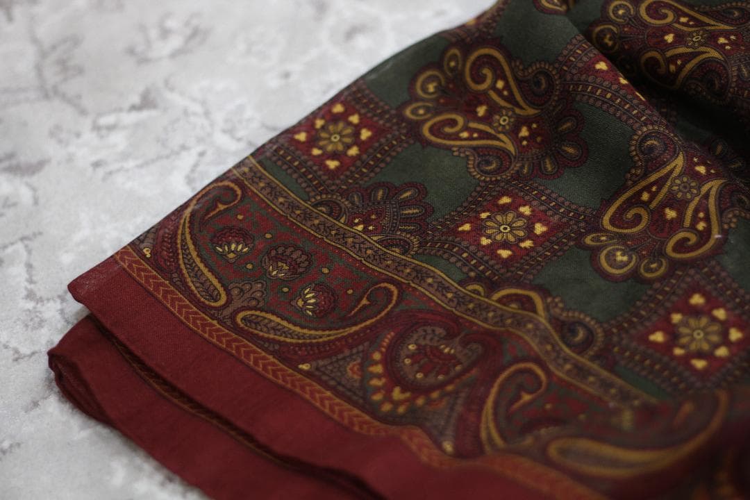 【美品/イタリア製】Drake's ウール シルク 大判 スカーフ ペイズリー