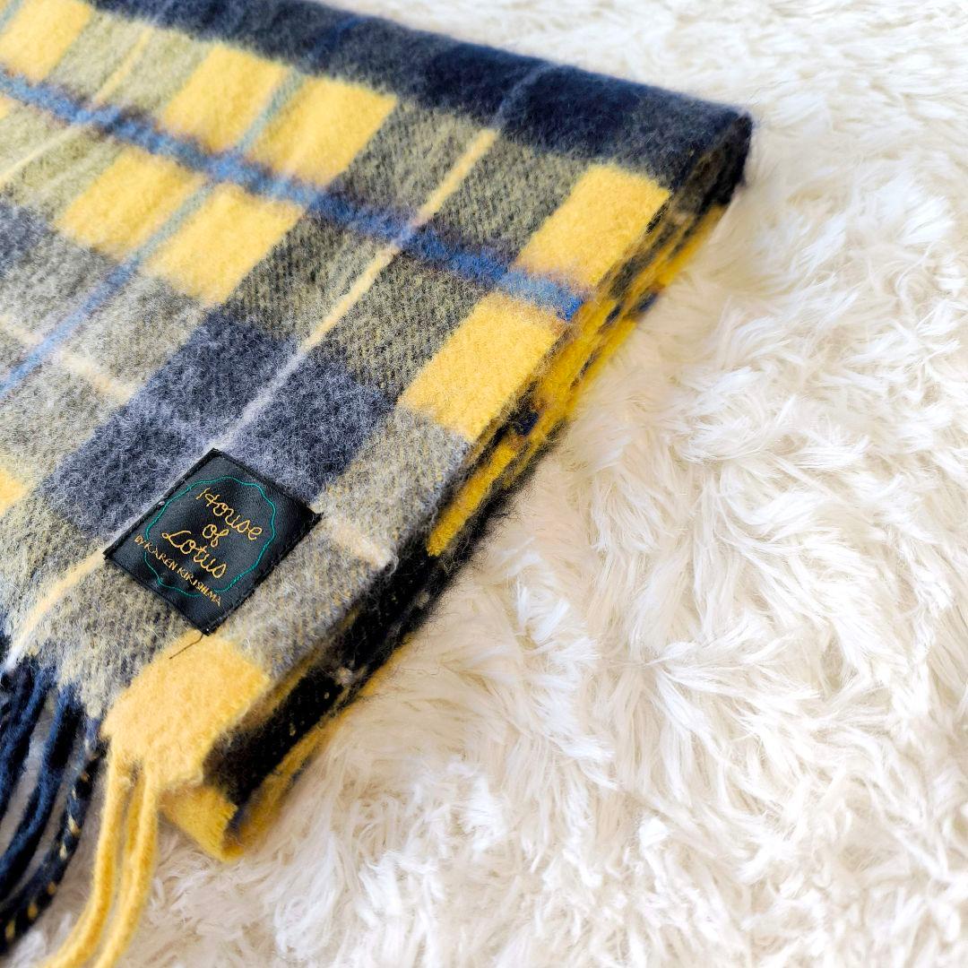 HOUSE OF LOTUS カシミヤ100 チェック マフラー ストール