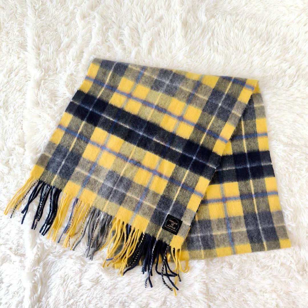 HOUSE OF LOTUS カシミヤ100 チェック マフラー ストール