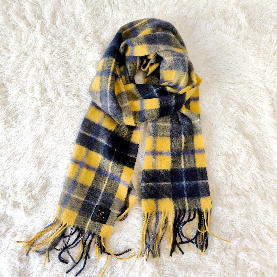 HOUSE OF LOTUS カシミヤ100 チェック マフラー ストール