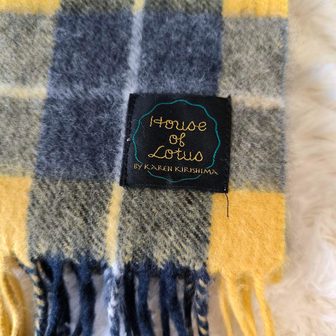 HOUSE OF LOTUS カシミヤ100 チェック マフラー ストール
