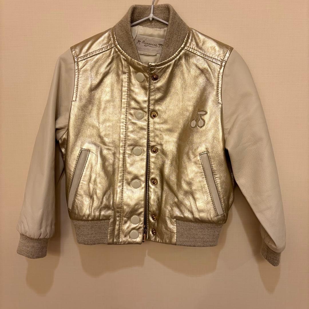 Bonpoint ボンポワン　ゴールド レザージャケット