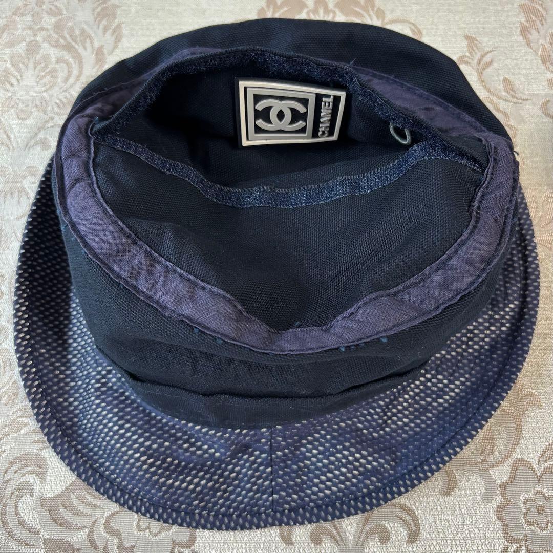 CHANEL❤️バケットハット❤️スポーツライン❤️帽子　コットン　ネイビー　Lサイズ