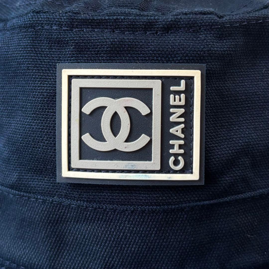 CHANEL❤️バケットハット❤️スポーツライン❤️帽子　コットン　ネイビー　Lサイズ