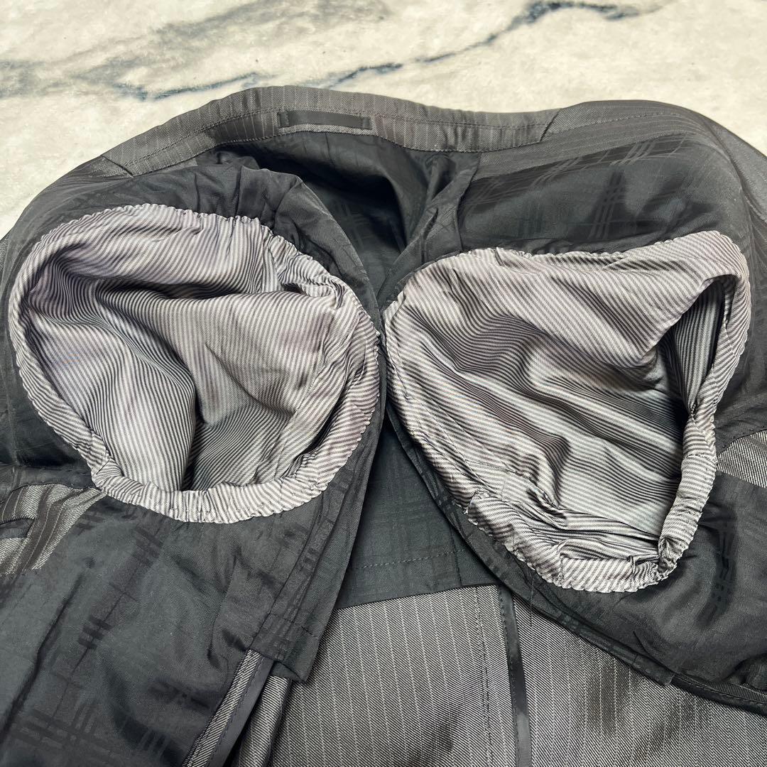 バーバリーブラックレーベル　スリーピース　シャードストライプ　Mサイズ　グレー系