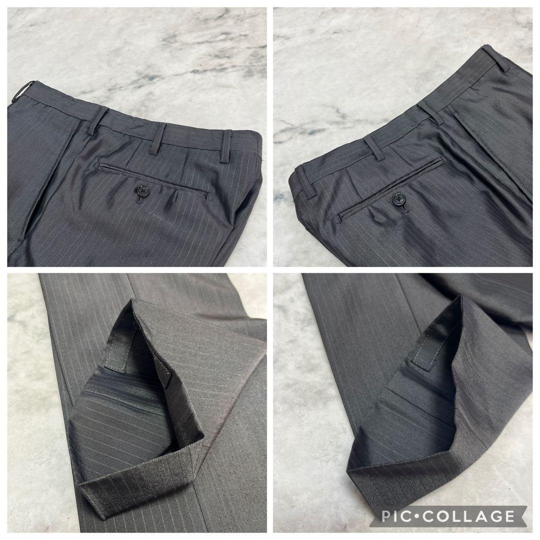 バーバリーブラックレーベル　スリーピース　シャードストライプ　Mサイズ　グレー系