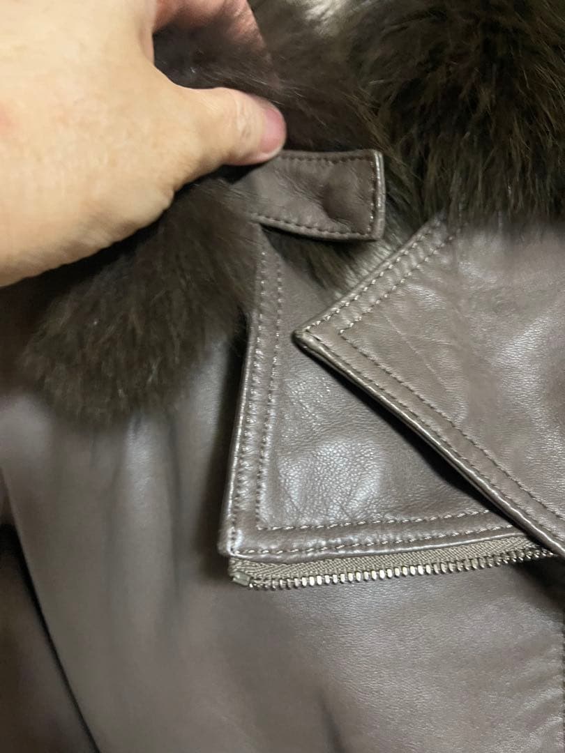 BALLSEY 羊革　フォックス　ノーカラ　ジャケット