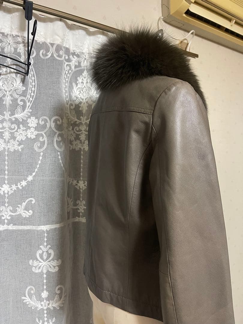 BALLSEY 羊革　フォックス　ノーカラ　ジャケット