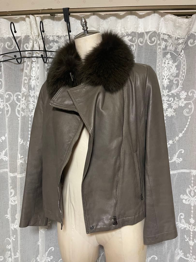 BALLSEY 羊革　フォックス　ノーカラ　ジャケット