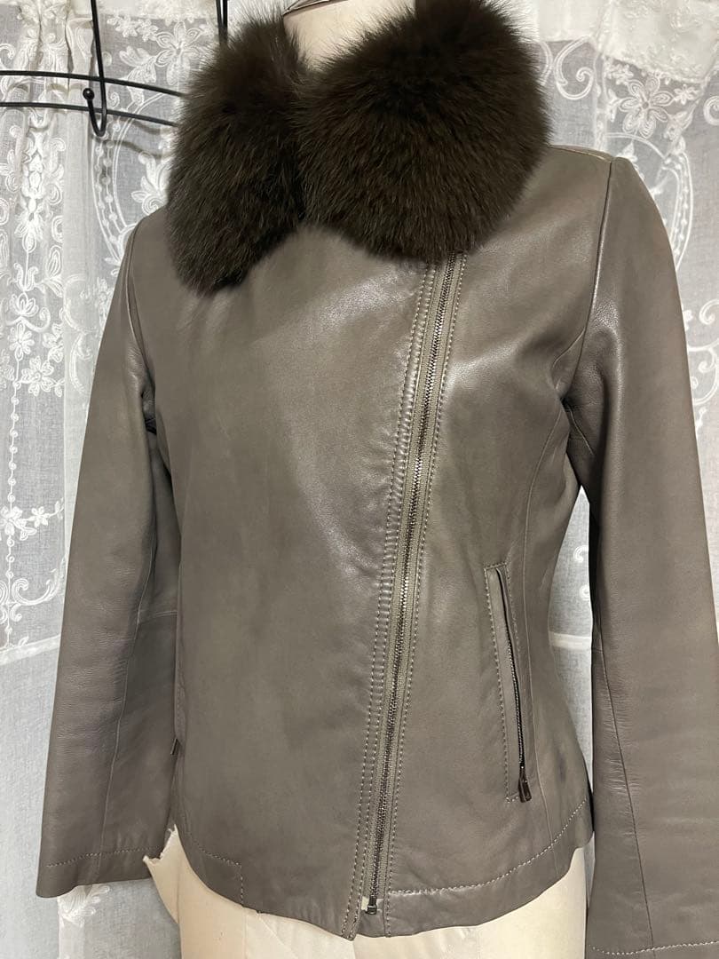 BALLSEY 羊革　フォックス　ノーカラ　ジャケット