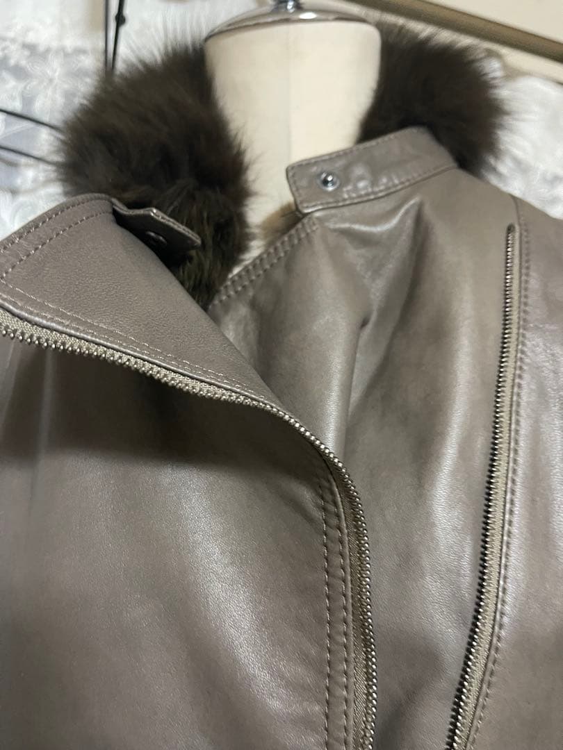 BALLSEY 羊革　フォックス　ノーカラ　ジャケット